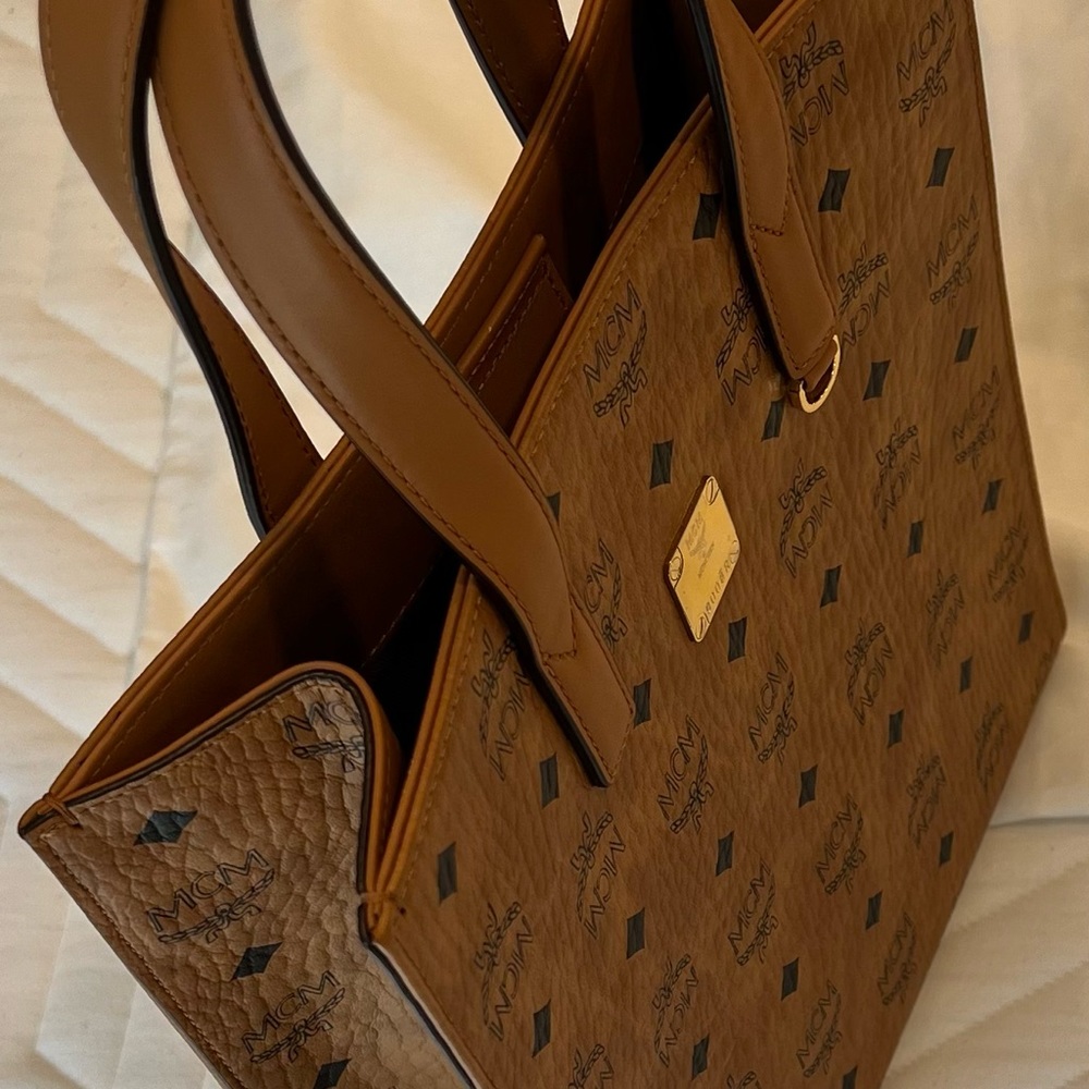 MCM Monogram Visetos Tote in Cognac